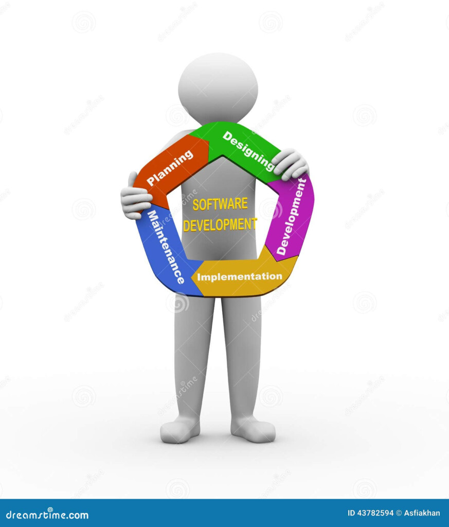 3d Man With Software Development Chart Stock Illustration Image 43782594