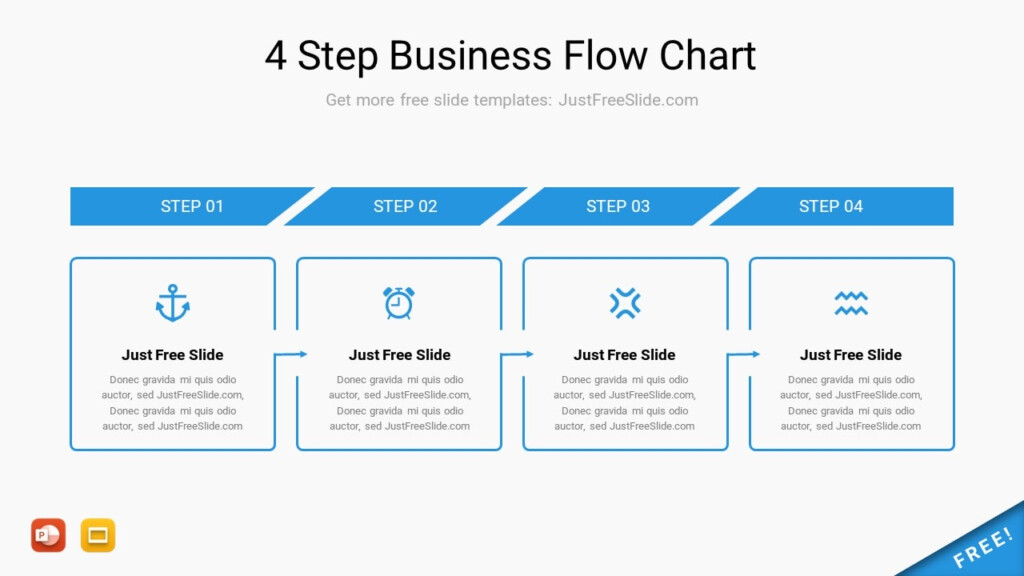 4 Step Business Flow Chart Free Download Just Free Slide