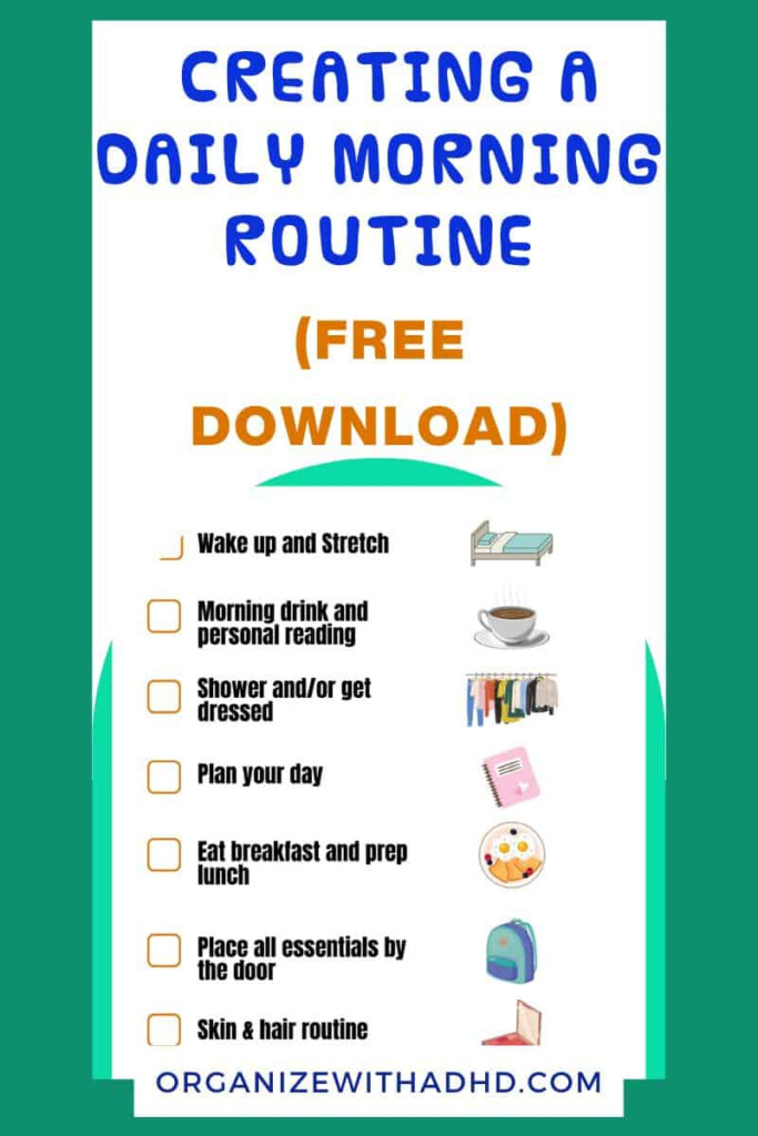 A Daily Morning Routine For ADHD Free Printable Organizewithadhd