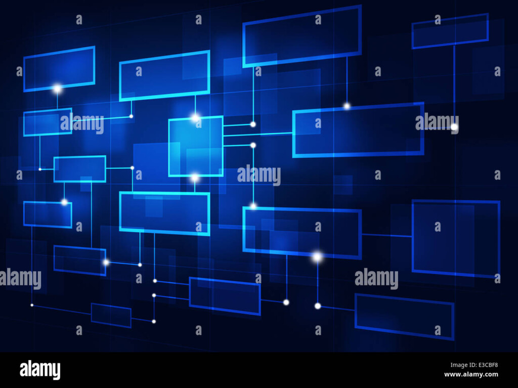 Abstract Business Flow Chart Diagram On Blue Background Stock Photo Alamy
