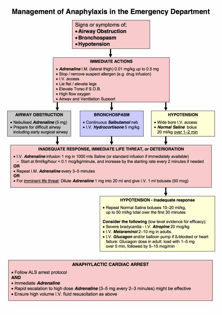 Anaphylaxis Management Flow Chart Charlie 39 s ED