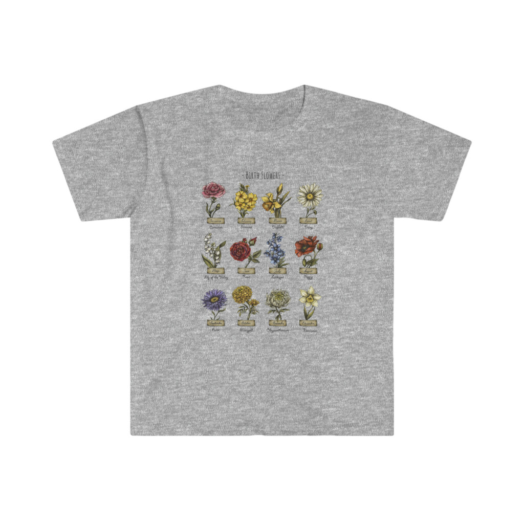 Birth Flower Chart T shirt Etsy