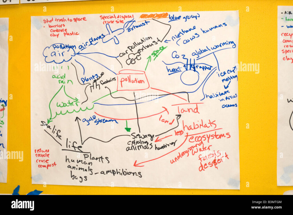 Brainstorming Flow Chart Of Pollution Global Warming Consequences To 