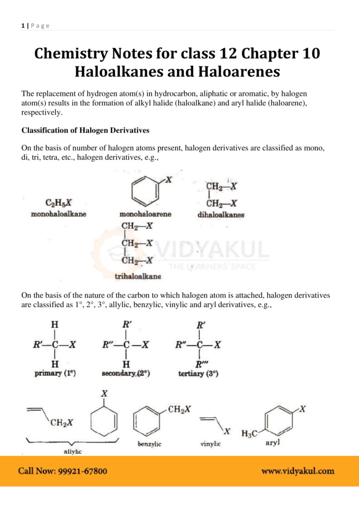 Class 12th Chemistry Haloalkanes And Haloarenes NCERT Notes CBSE 2023