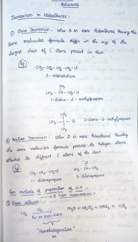 Haloalkanes And Haloarenes Class 12 ISC Notes Handwritten Notes Shop 