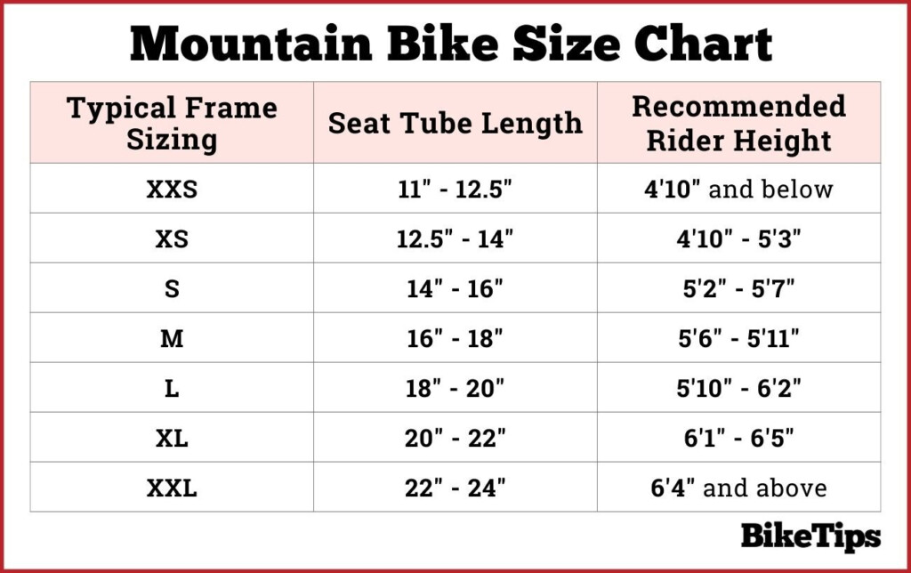 How To Choose The Right Mountain Bike Size With Mountain Bike Size Chart 