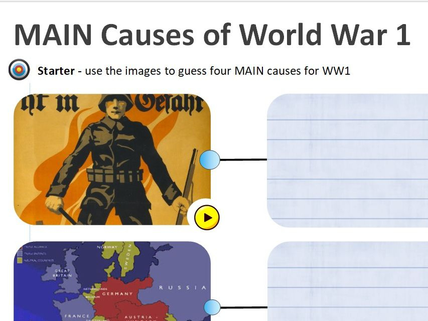 MAIN Causes Of World War 1 Teaching Resources Worksheets Library