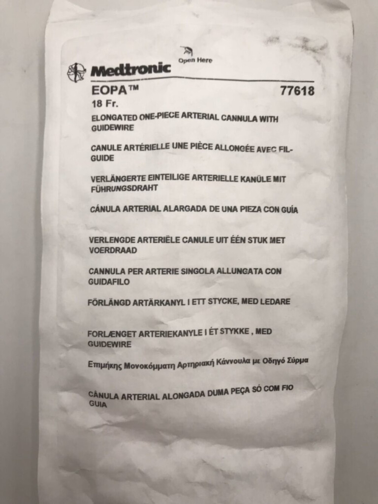 Medtronic 77618 EOPA 18Fr Elongated One Piece Arterial Cannula With 