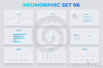 Neumorphism Infographics Elements Set Timelines Flow Charts And 