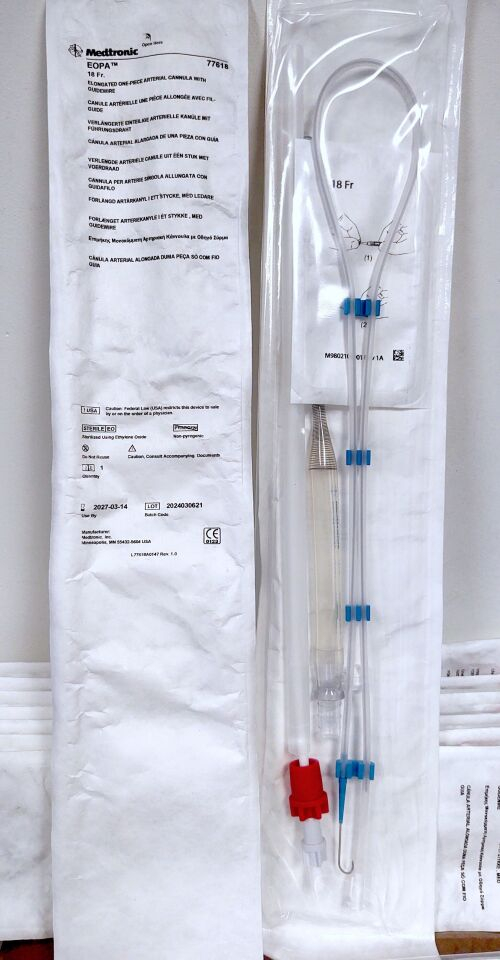 New MEDTRONIC 77618 EOPA 18Fr Elongated One Piece Arterial Cannula W 