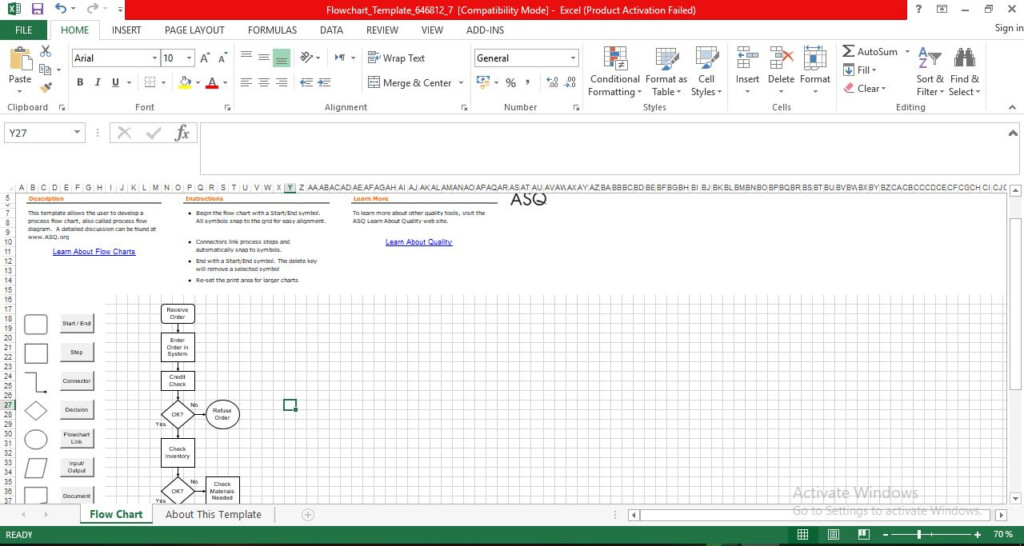 Process Flow Chart Template In Excel