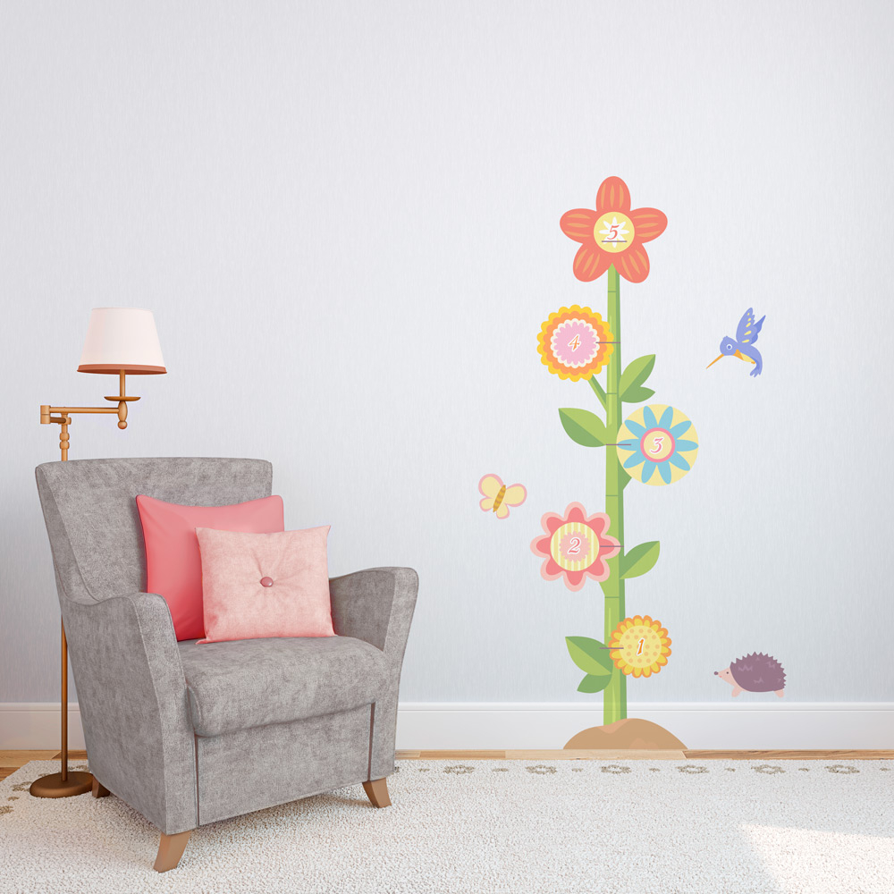 Removable Flower Wall Growth Chart Decal Wallums