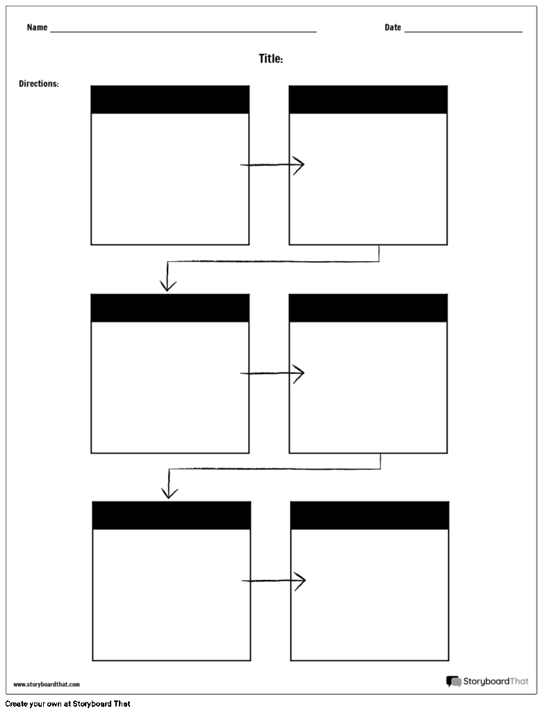 Simple Six Boxes Flow Chart Worksheet Template