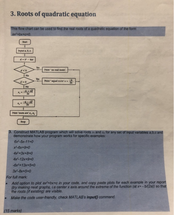 Solved 3 Roots Of Quadratic Equation This Flow Chart Can Be Chegg