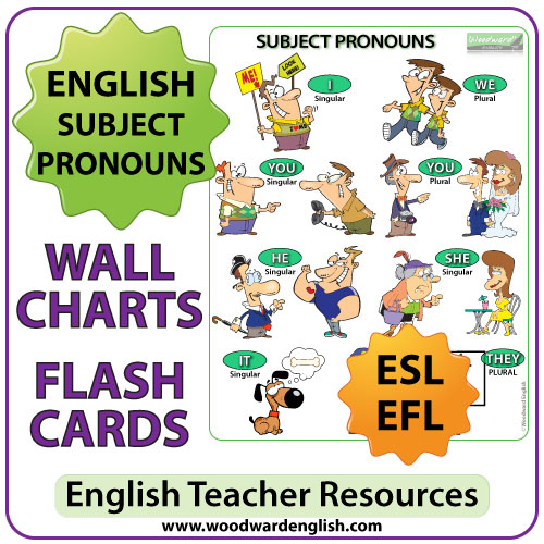 Subject Pronouns In English Chart Flash Cards Woodward English