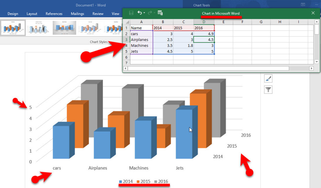 Use Charts In Microsoft Office Word 2016 Wikigain